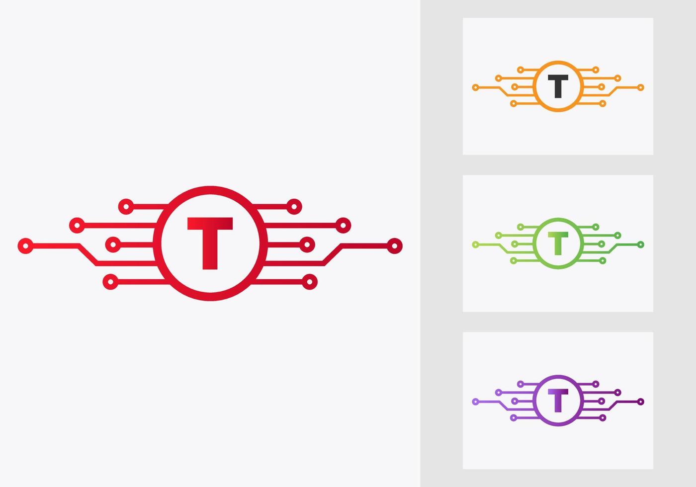 Letter T Technology Logo Design Template. Network Logo Design vector