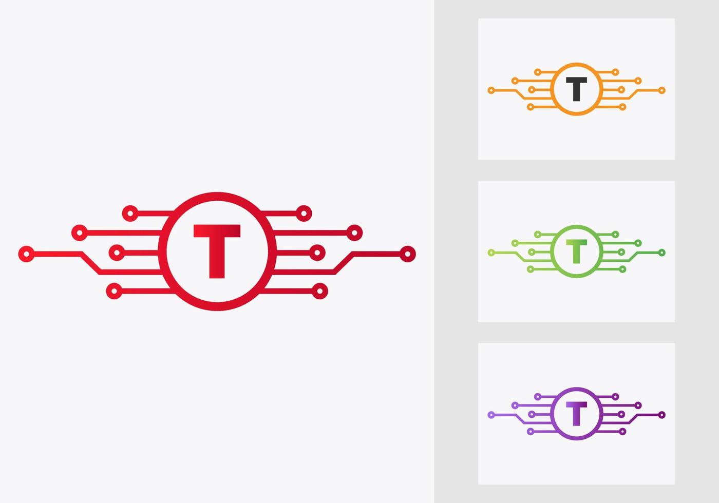 plantilla de diseño de logotipo de tecnología de letra t. diseño de logotipo de red vector