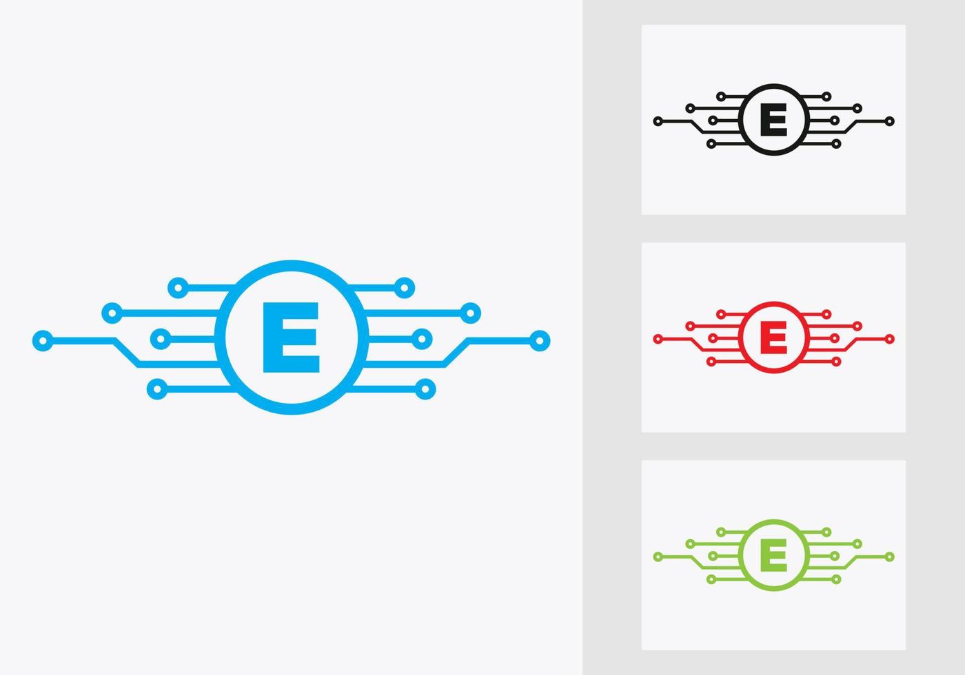 plantilla de diseño de logotipo de tecnología de letra e. diseño de logotipo de red vector