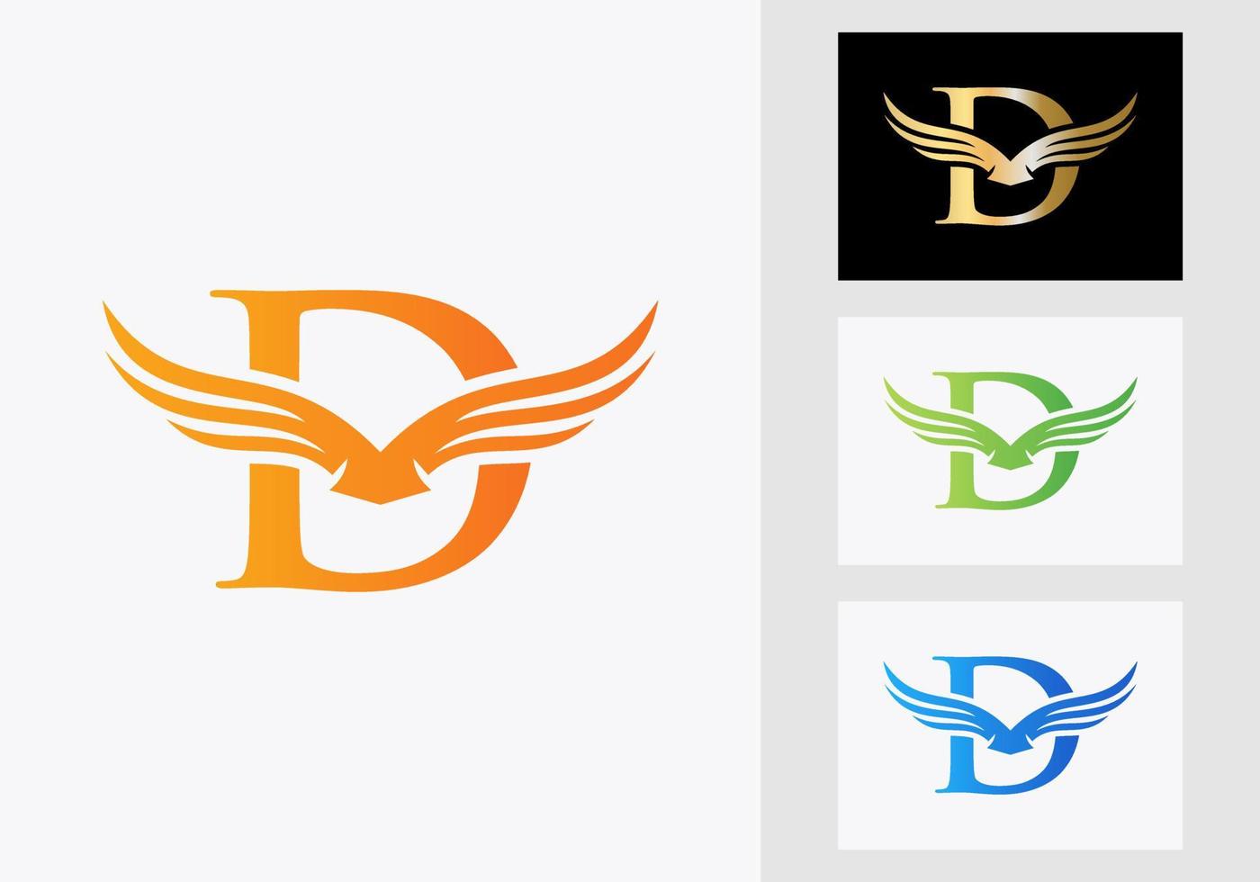 D Letter Wing Logo Design. Initial Flying Wing Logo vector