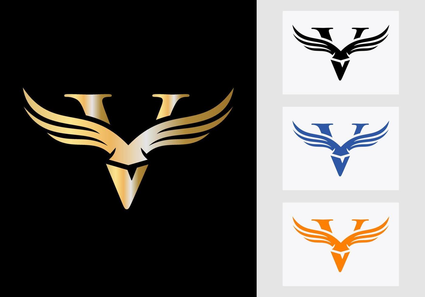 V Letter Wing Logo Design. Initial Flying Wing Symbol vector