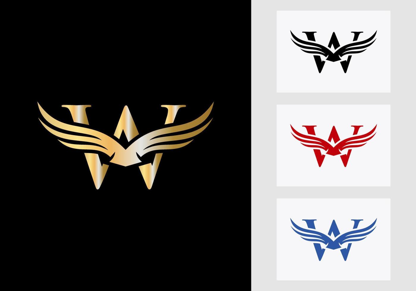 W Letter Wing Logo Design. Initial Flying Wing Symbol vector