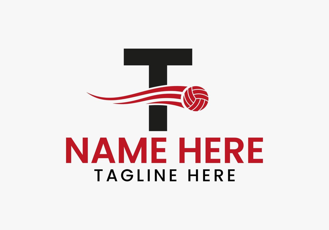concepto de logotipo de voleibol con letra t con icono de voleibol en movimiento. logotipo deportivo de voleibol vector