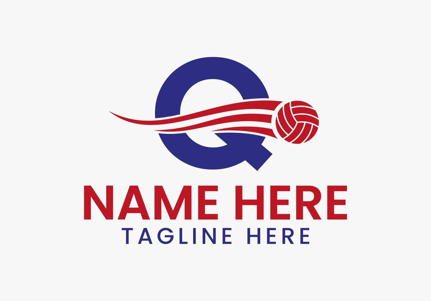 Letter Q Volleyball Logo Concept With Moving Volley Ball Icon. Volleyball Sports Logotype vector