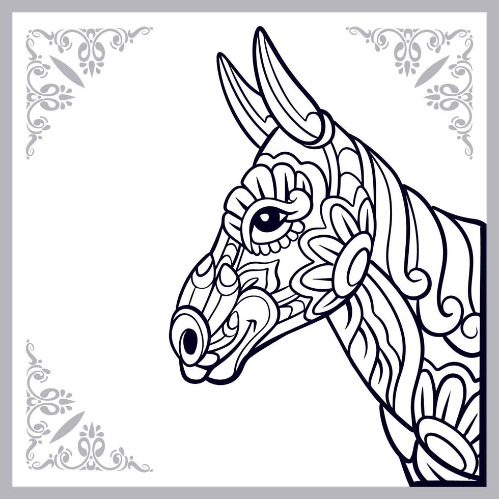 donkey head mandala arts isolated on white background vector
