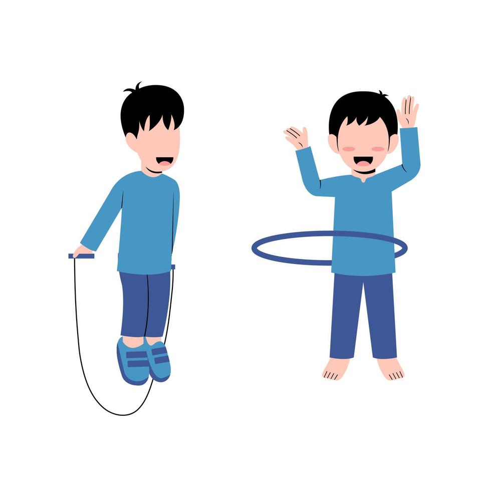 Set Of Little Boy Playing Illustration vector