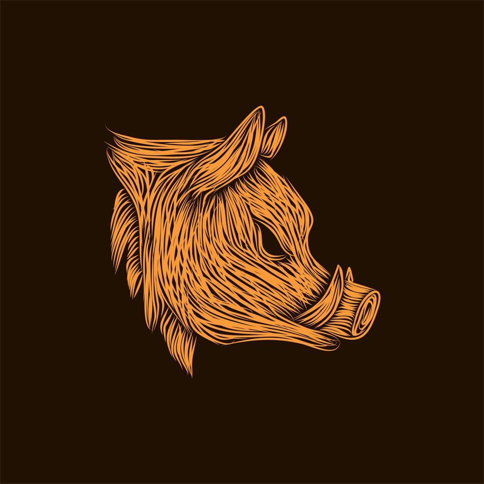 angry beast boar head artwork style design vector