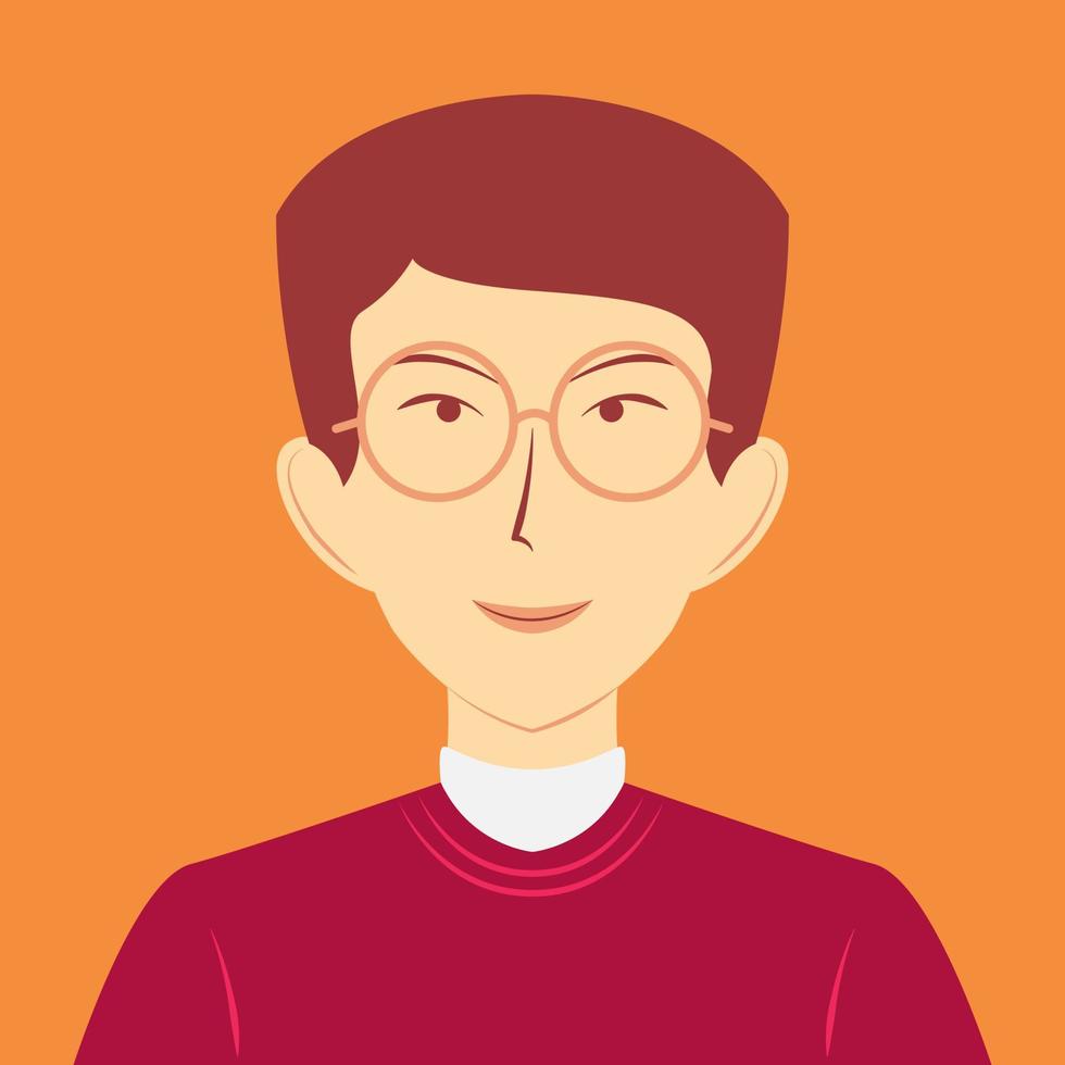 Portrait of a young Asian man. Avatar of a successful businessman with eyeglasses. Flat vector illustration
