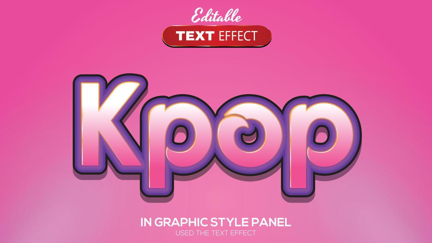 Tema kpop de efecto de texto editable en 3d vector