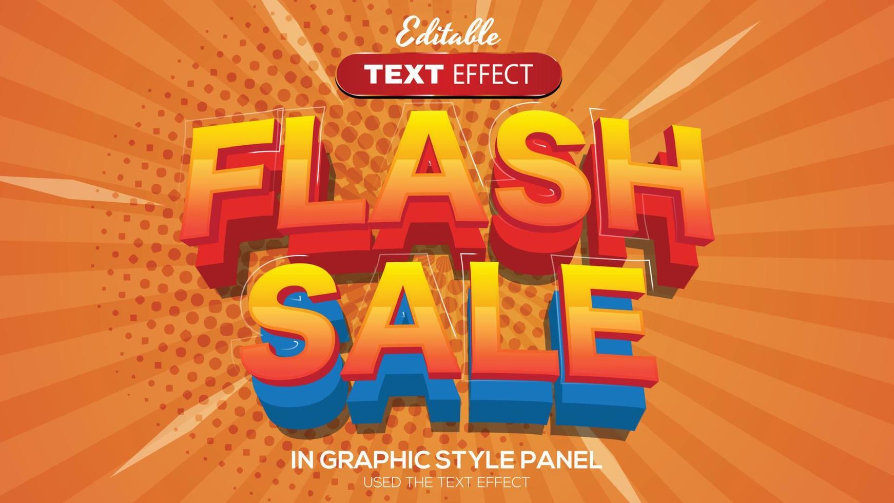 3D editable text effect flash sale theme vector