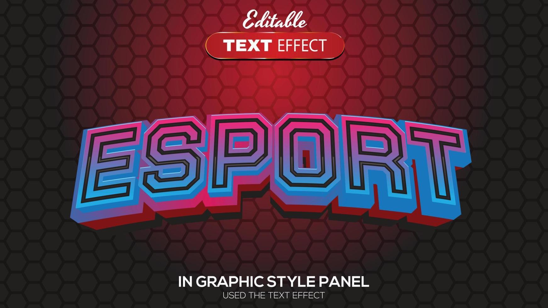 3D editable text effect esport theme vector
