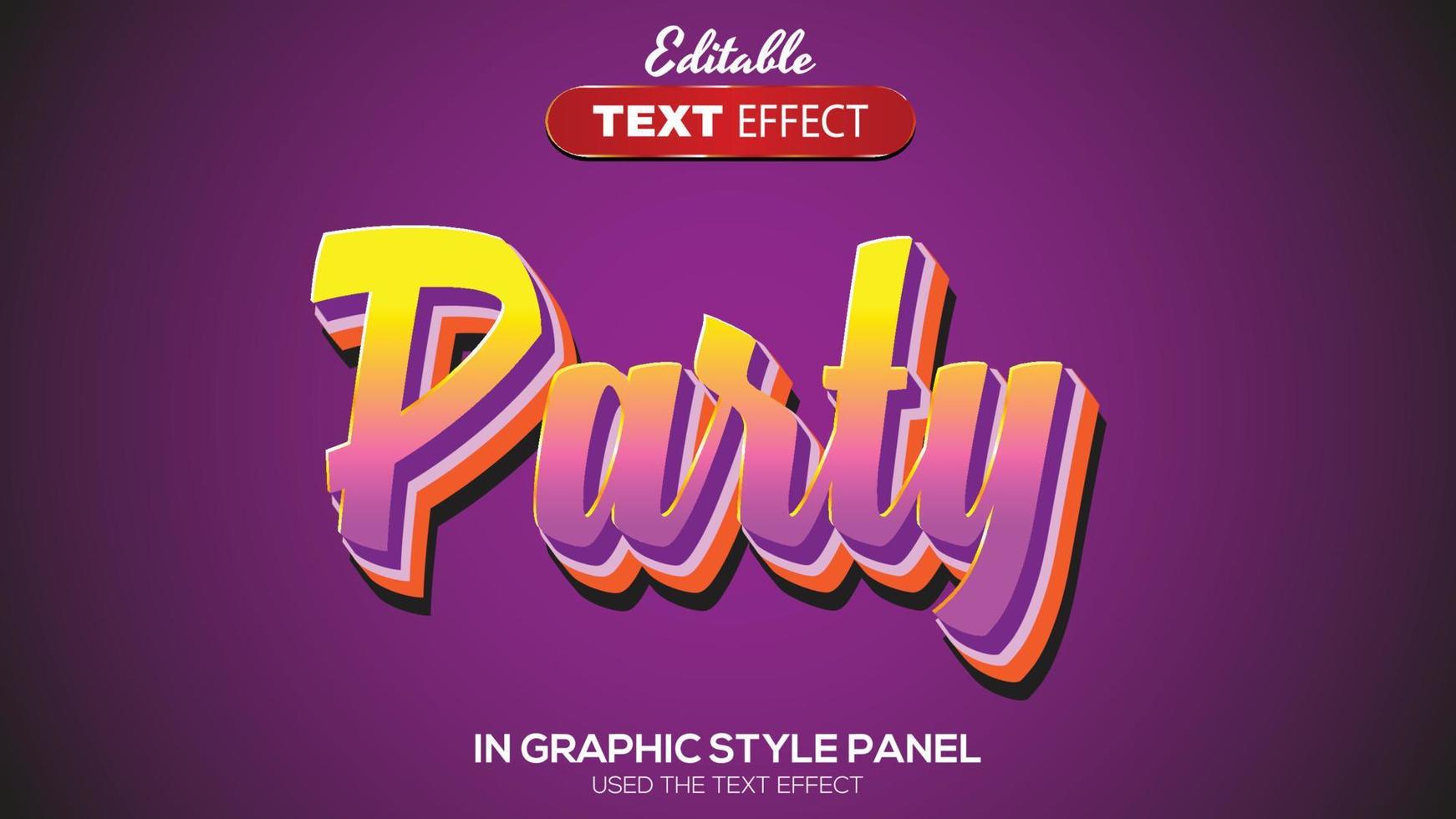 Tema de fiesta de efecto de texto editable en 3d vector