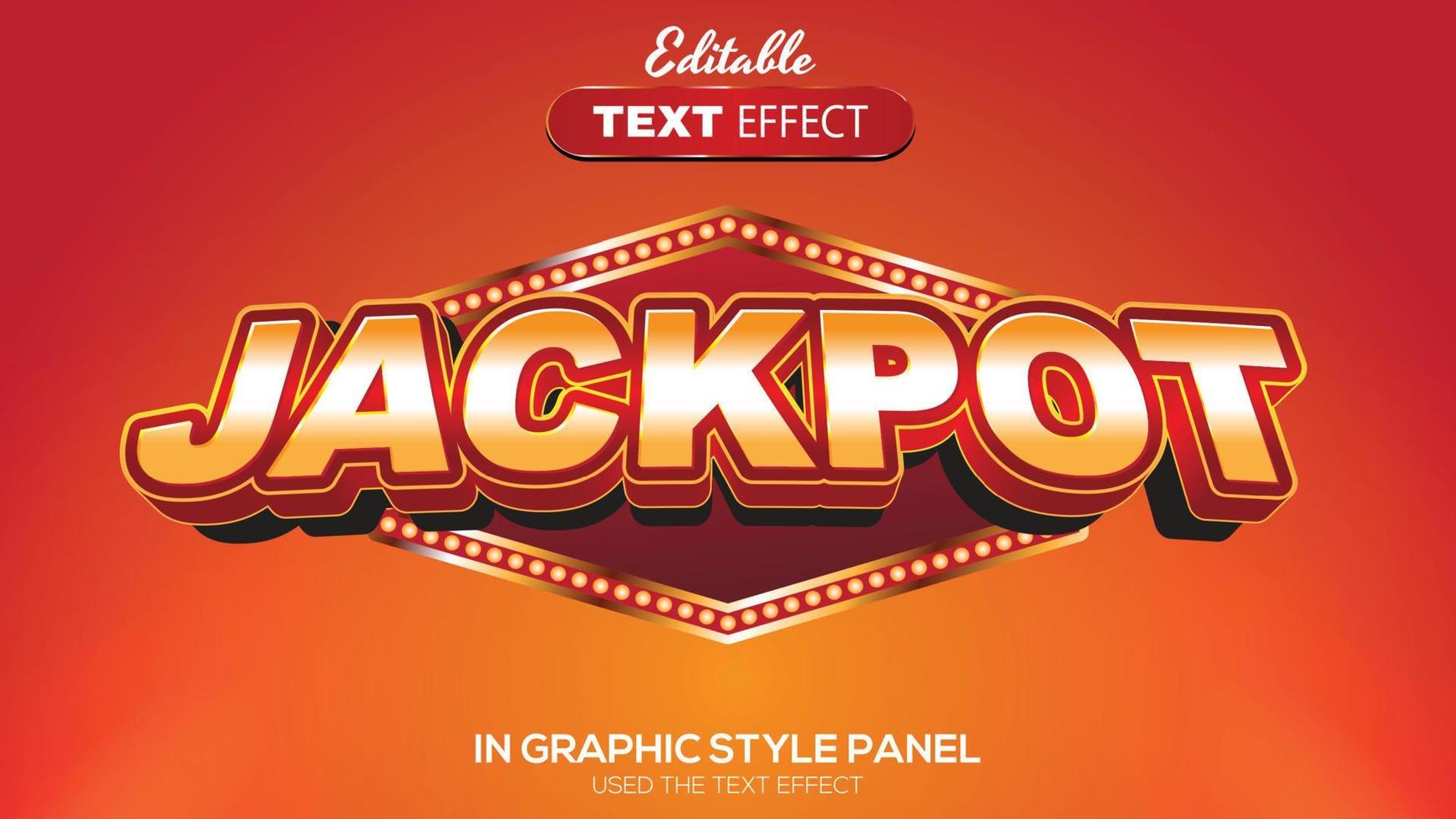 Tema de jackpot de efecto de texto editable en 3d vector