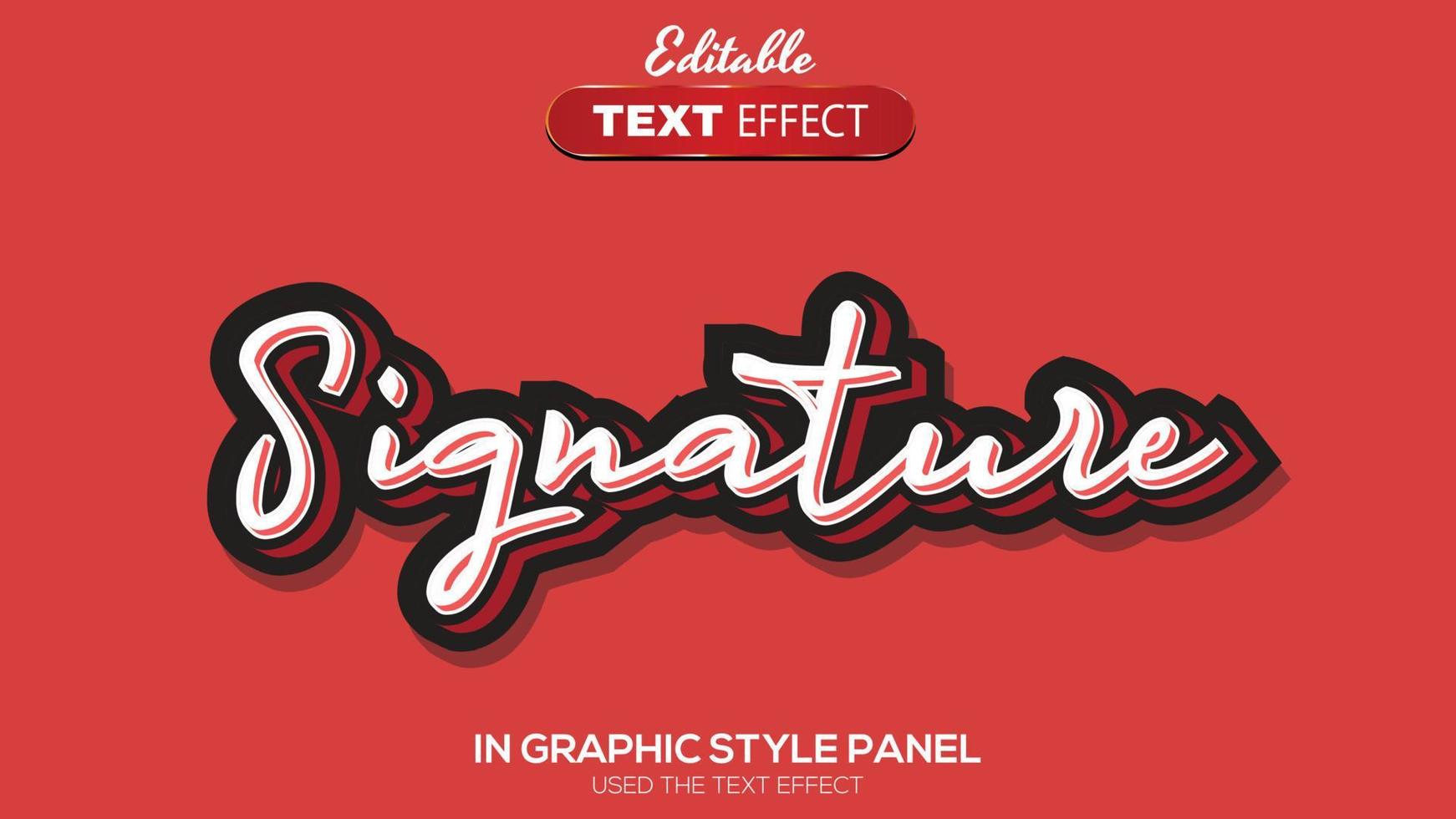 Tema de firma de efecto de texto editable 3d vector