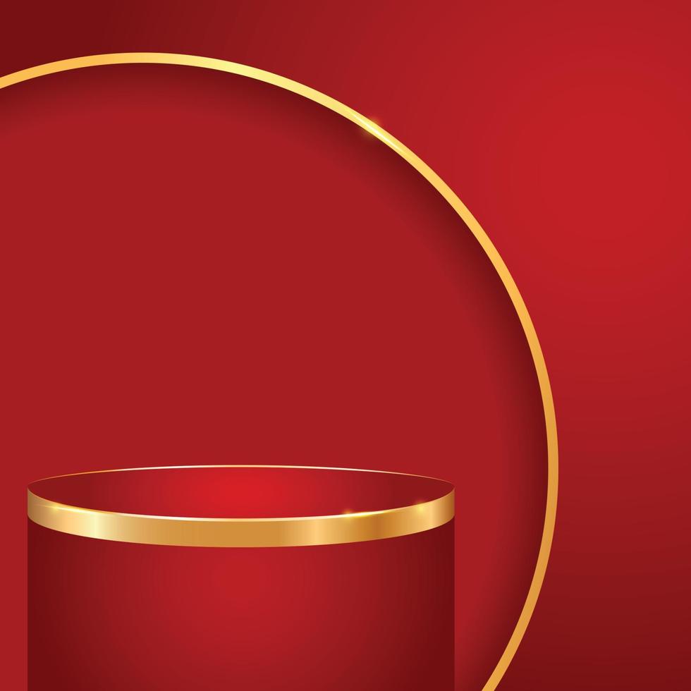 Red podium and golden line on red background illustration vector