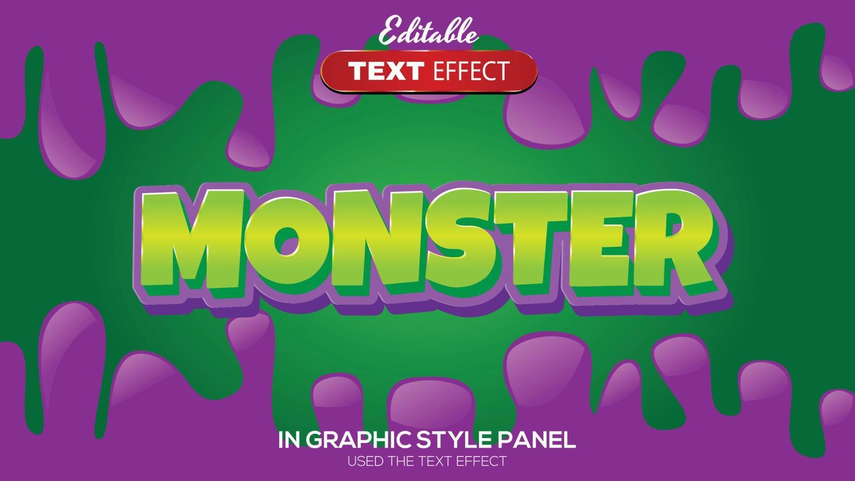 3D editable text effect monster theme vector