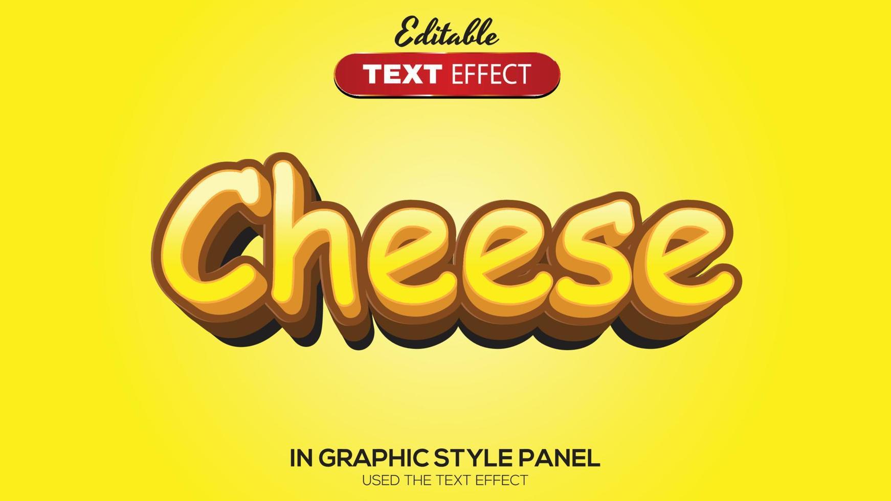 Tema de queso con efecto de texto editable en 3d vector