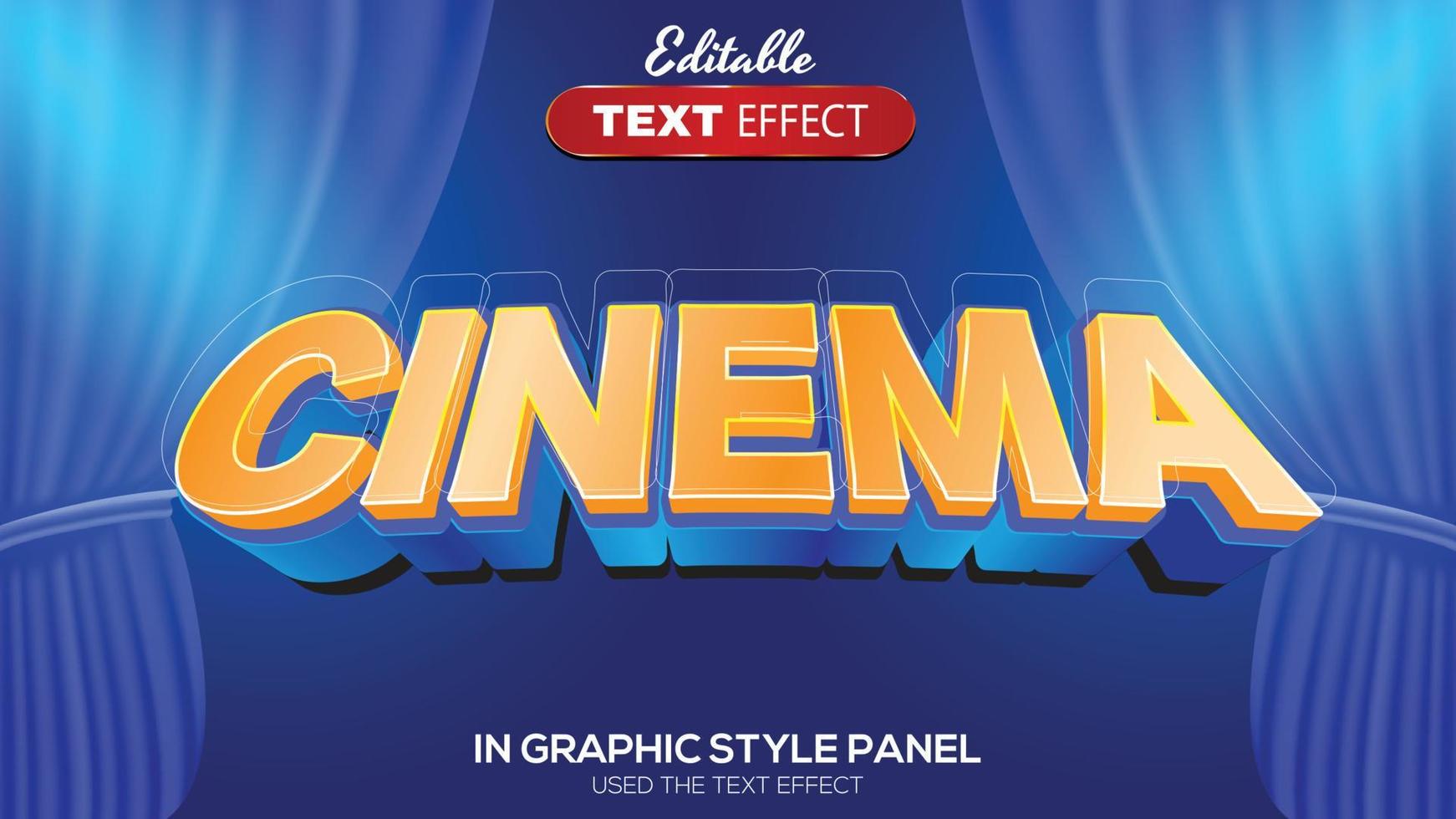 3D editable text effect cinema theme vector