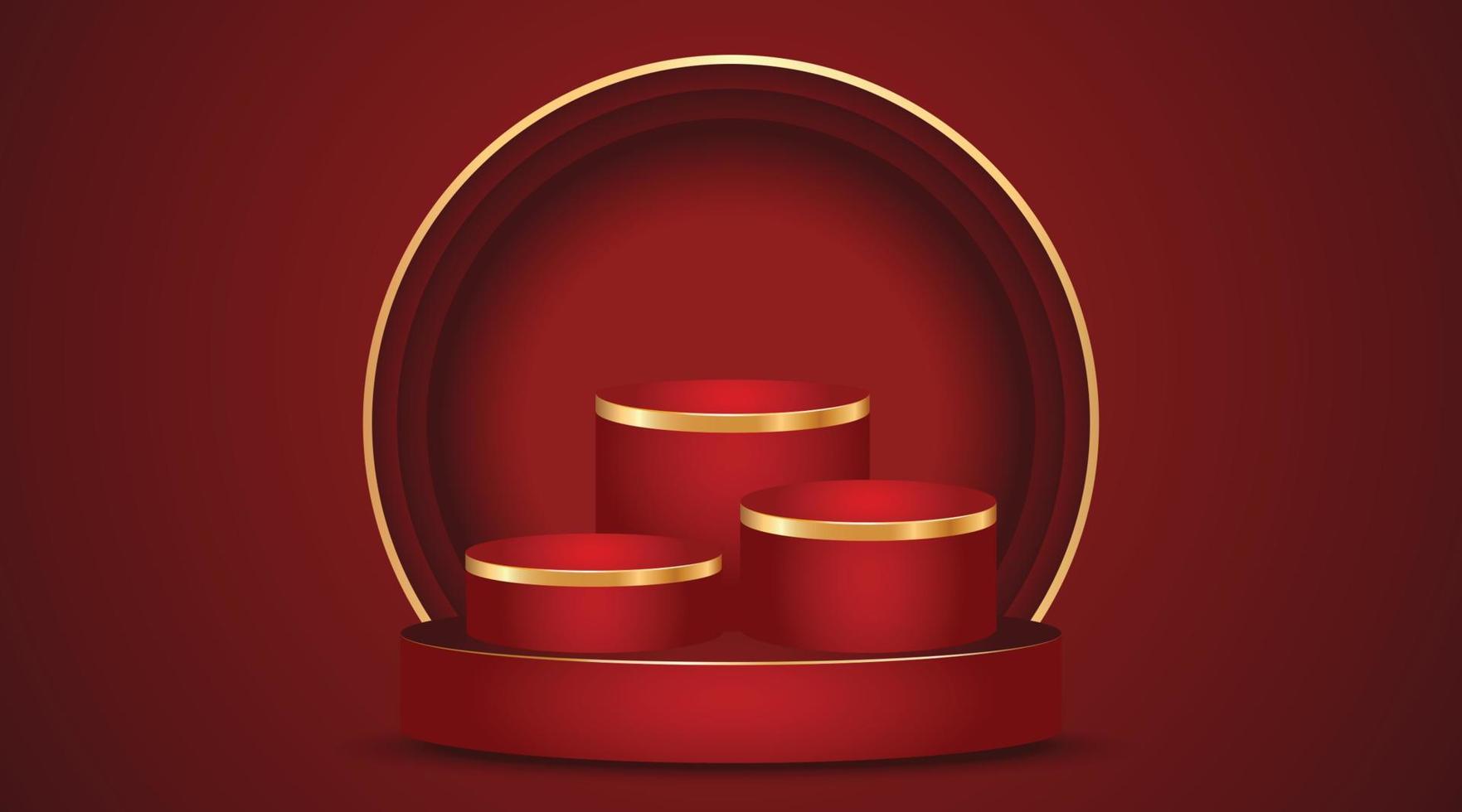 Red podium and golden line on red background illustration vector
