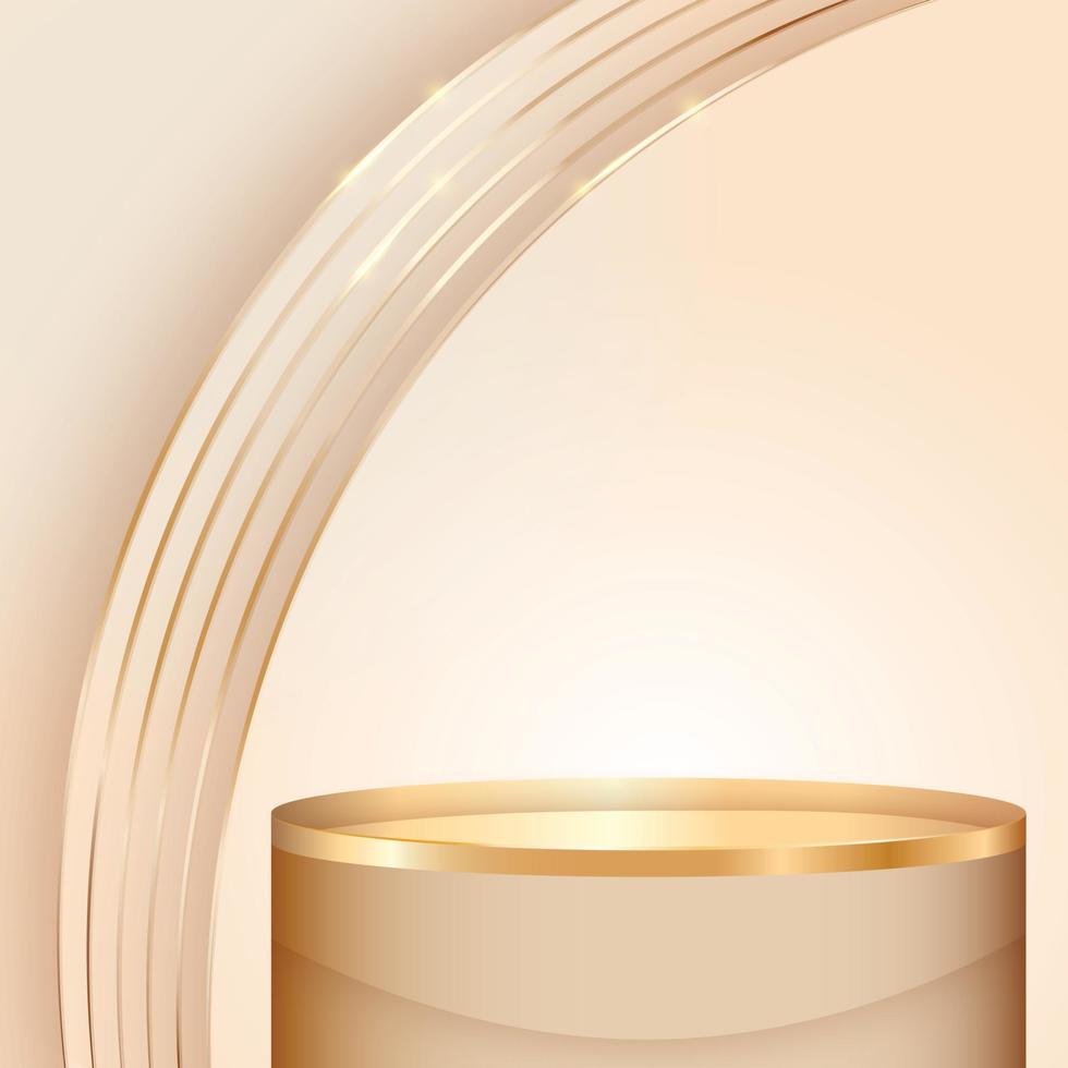 Beige podium and golden lines illustration background vector