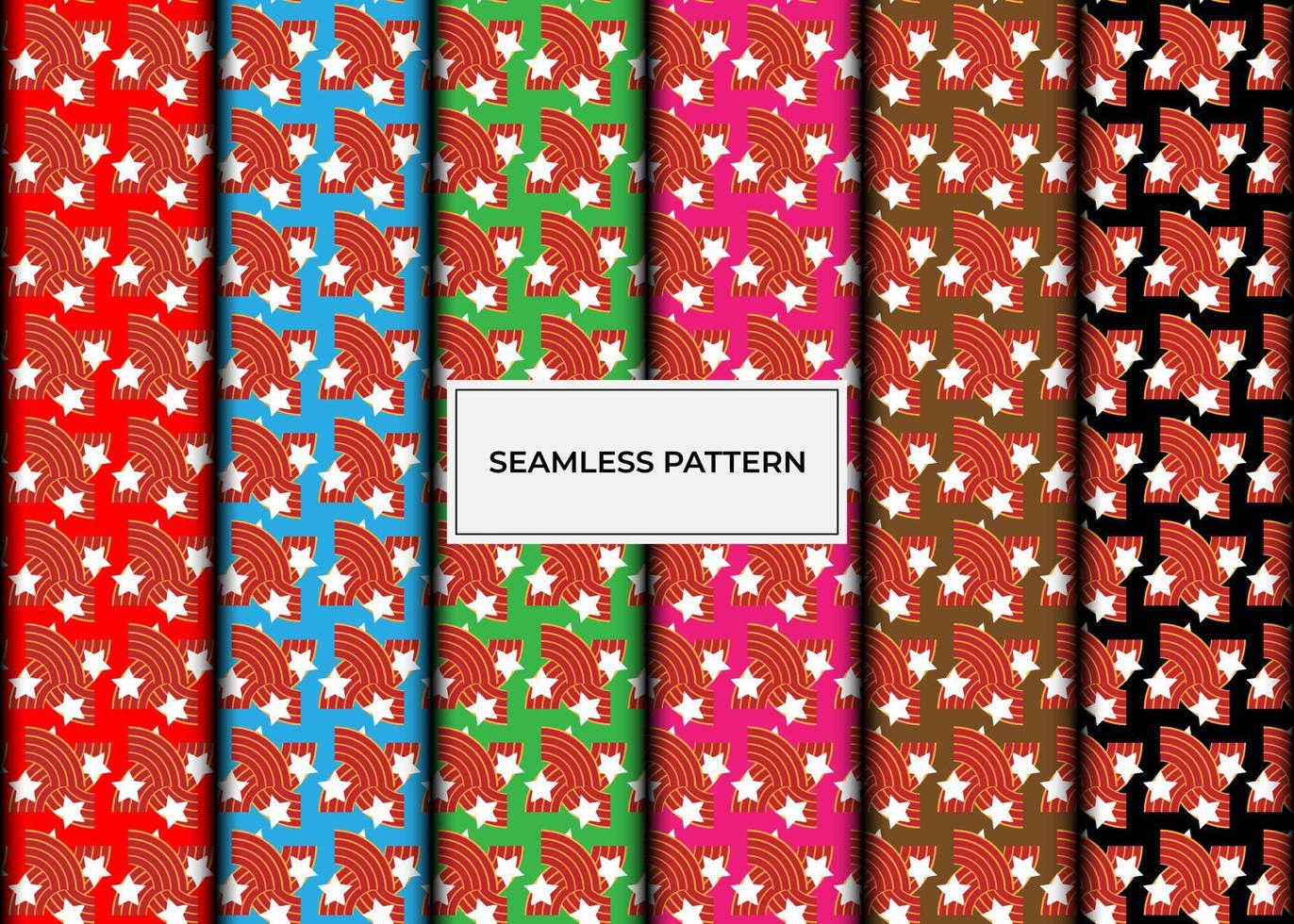 Set of seamless patterns with stars and stripes. Colorful backgrounds. vector