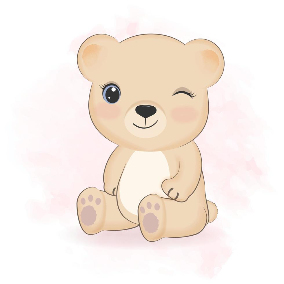 Cute Little Bear cartoon illustration vector