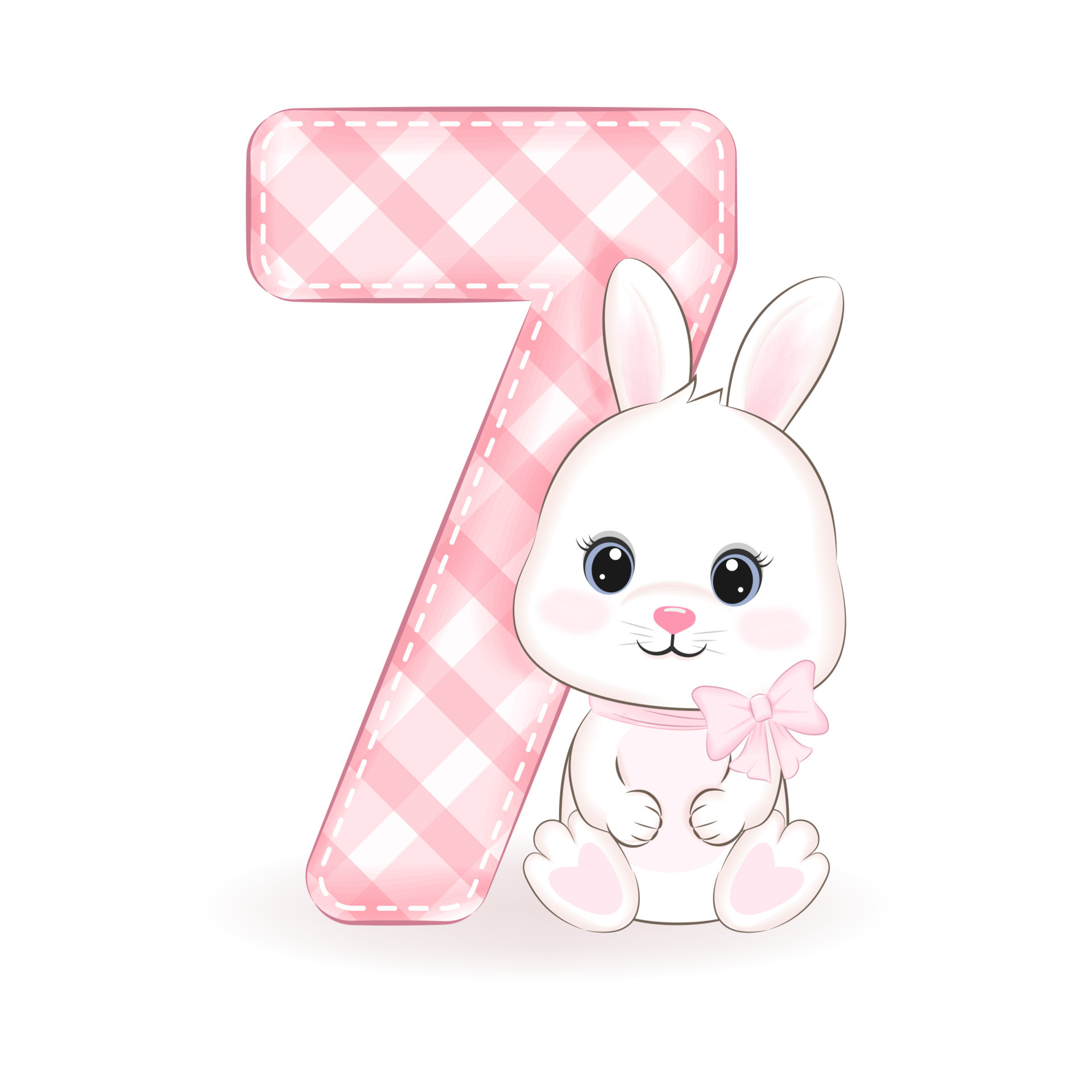 Cute little rabbit, Happy birthday 7 years old 19520198 Vector Art at