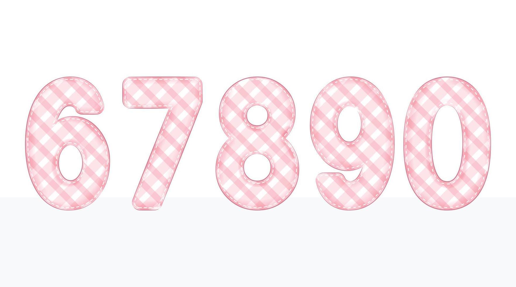 Pink Plaid Number 6  to 0 set  illustration vector