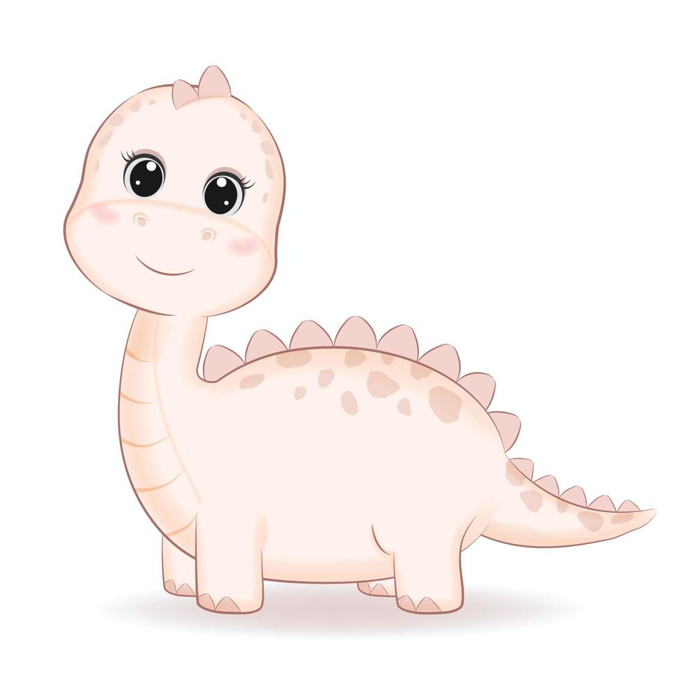 lindo pequeño dinosaurio ilustración de dibujos animados vector