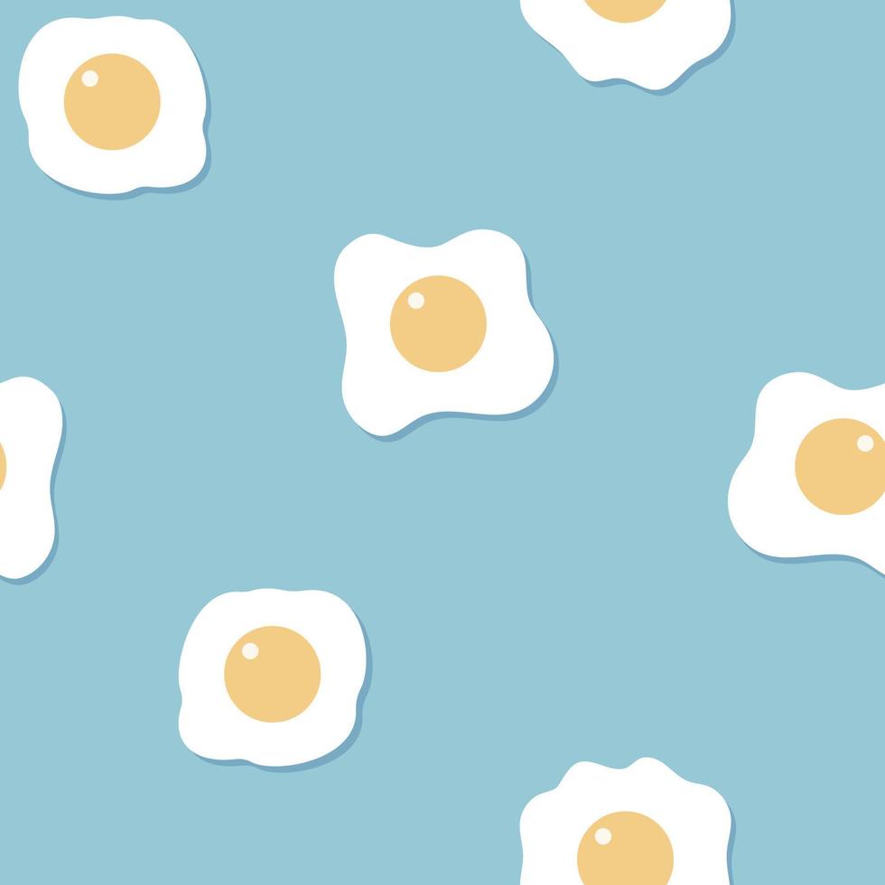 seamless breakfast repeat pattern with egg in blue background cute lovely style, flat vector illustration design