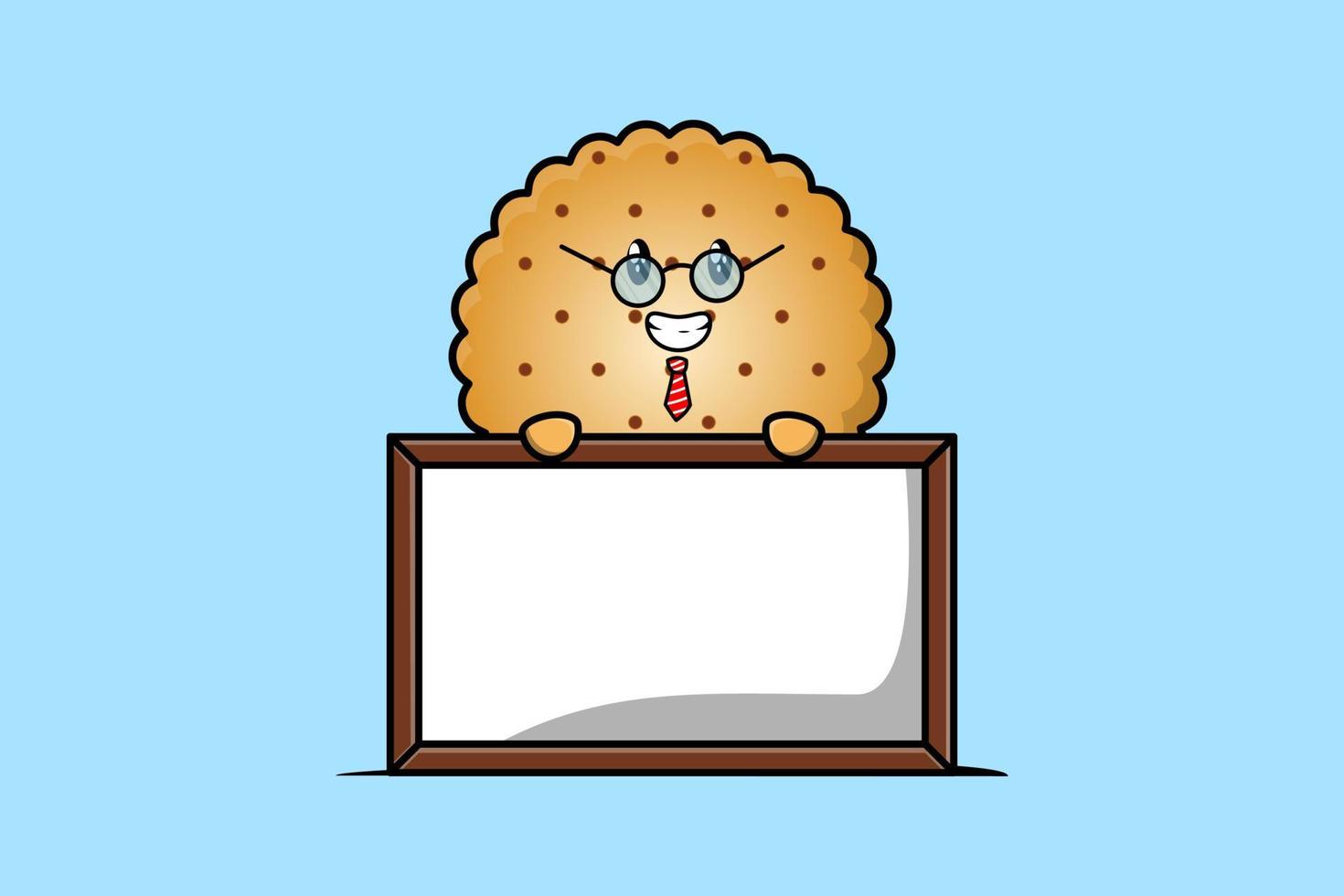 Cute cartoon Cookies teacher with big whiteboard vector