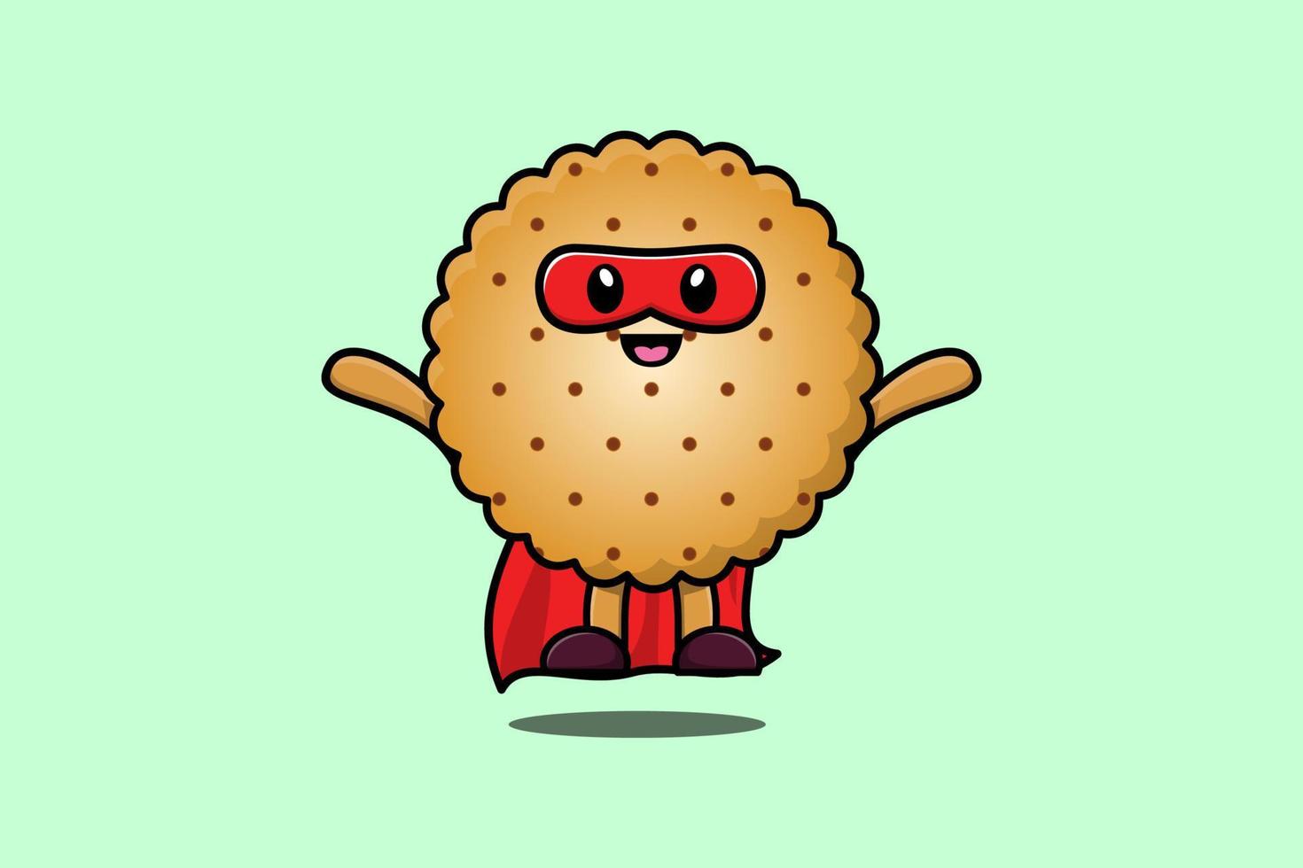 lindo personaje de superhéroe de galletas volando dibujos animados vector