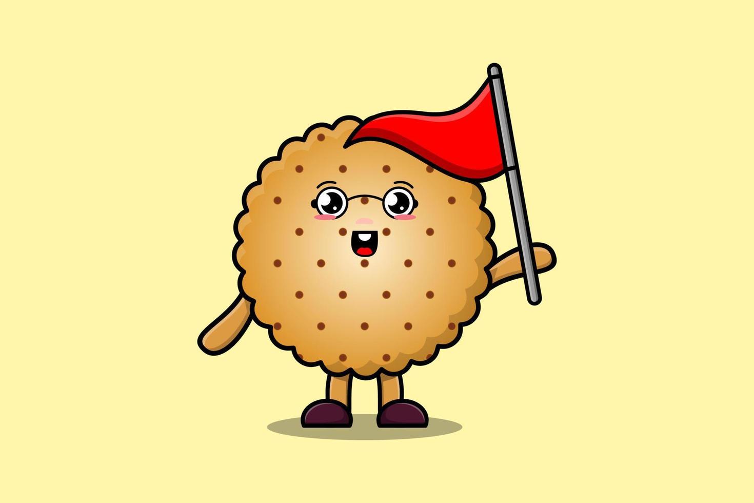 personaje de galletas de dibujos animados lindo sostener bandera triangular vector