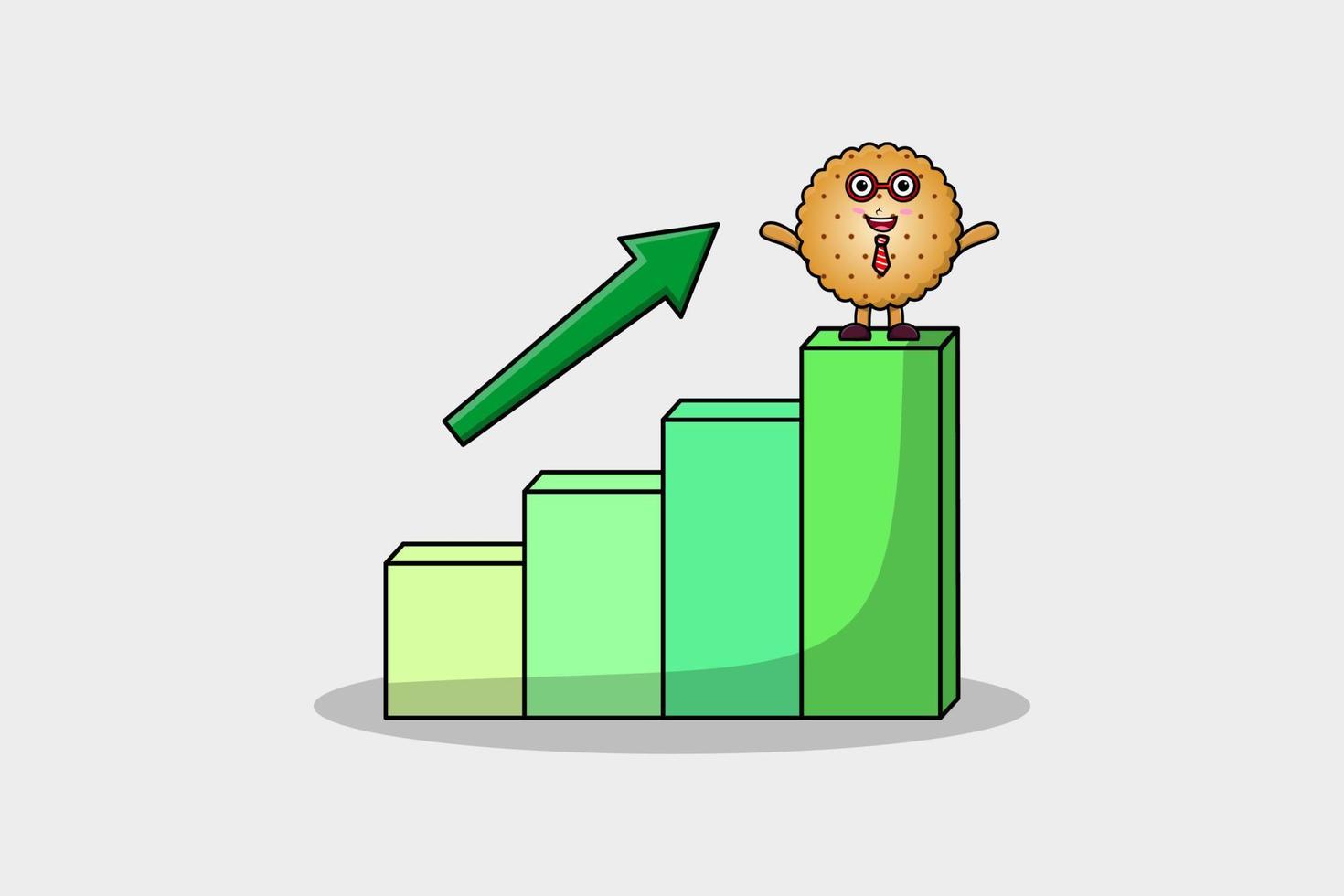 galletas lindo hombre de negocios con un gráfico de deflación vector