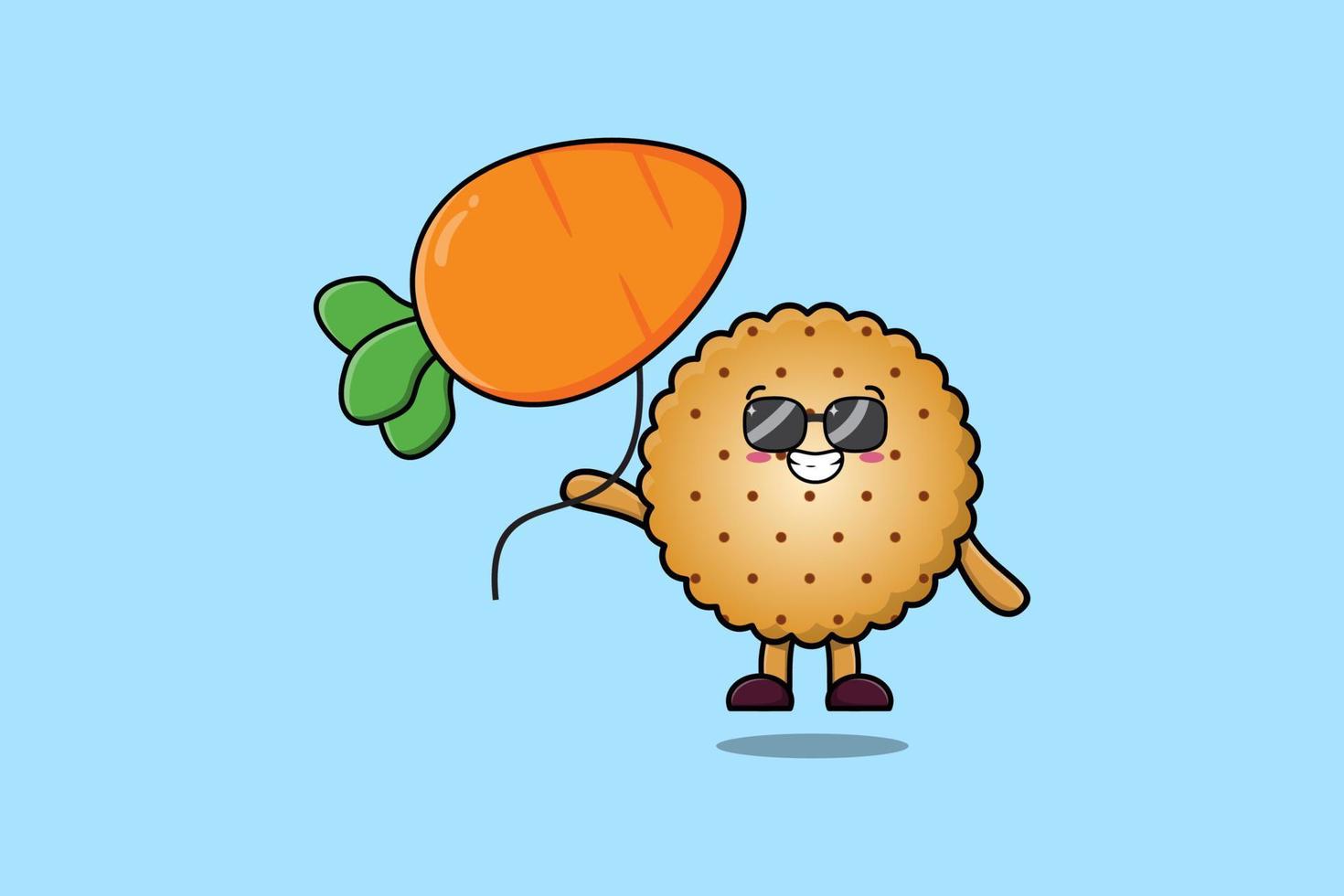 Cute cartoon Cookies floating with carrot balloon vector