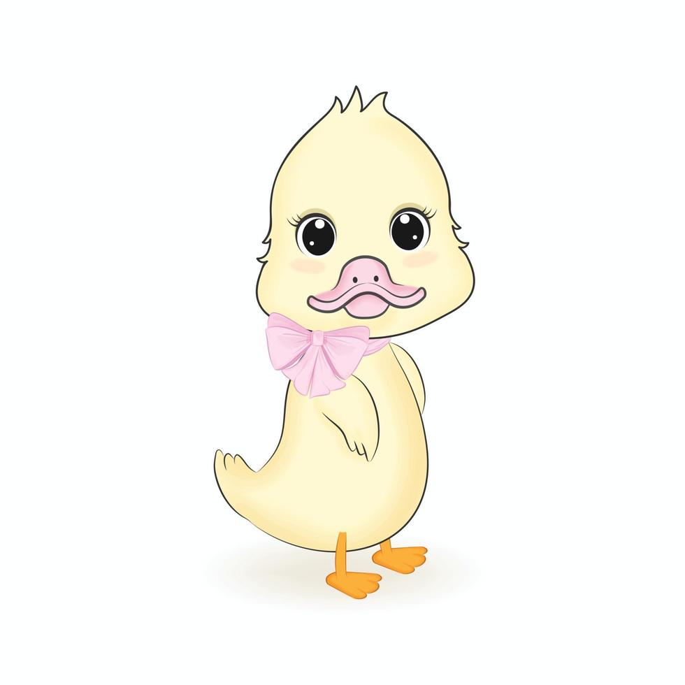 Cute Little Duck cartoon illustration vector