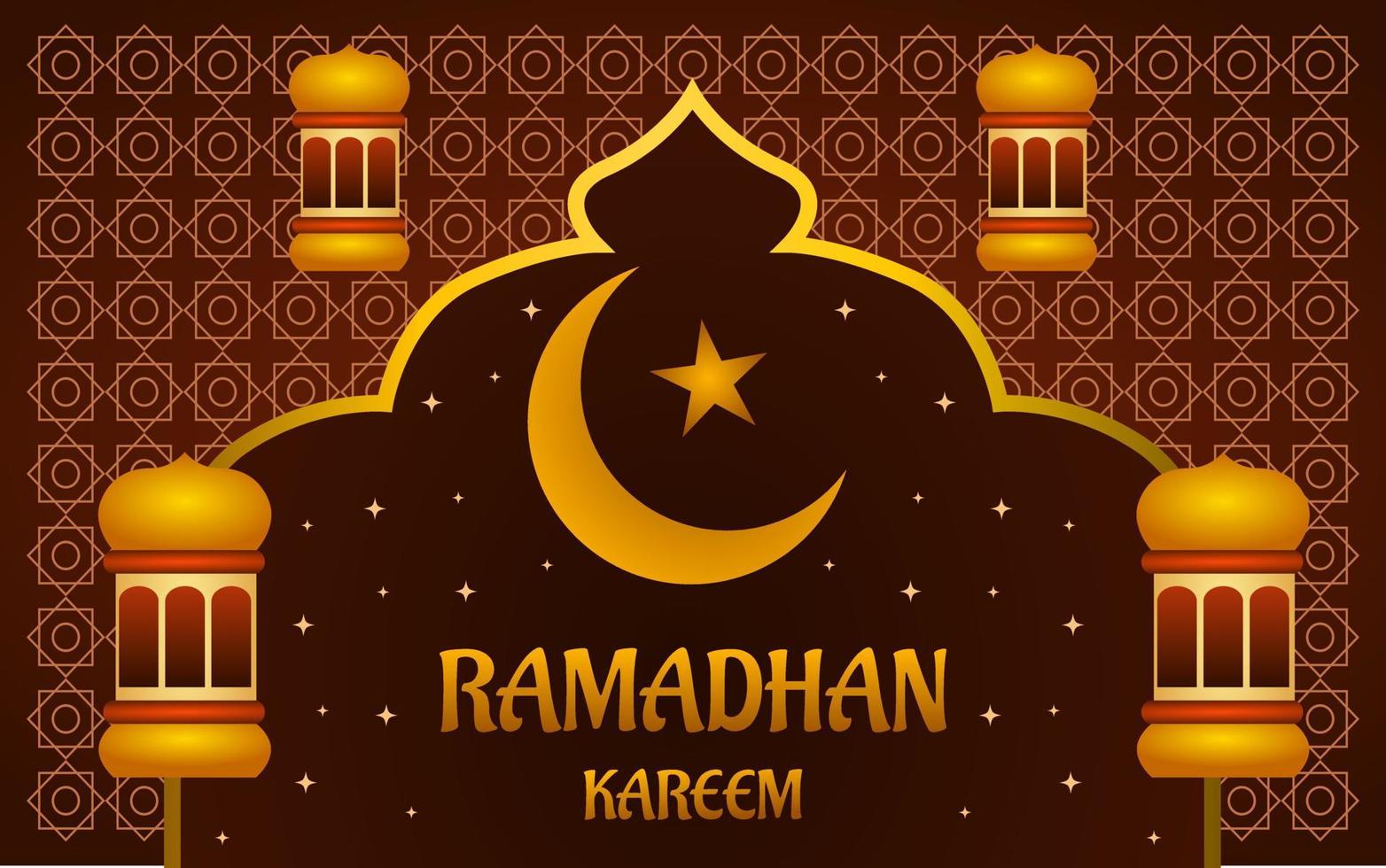 ramadan kareem ilustración con estrella luna y fondo marrón vector