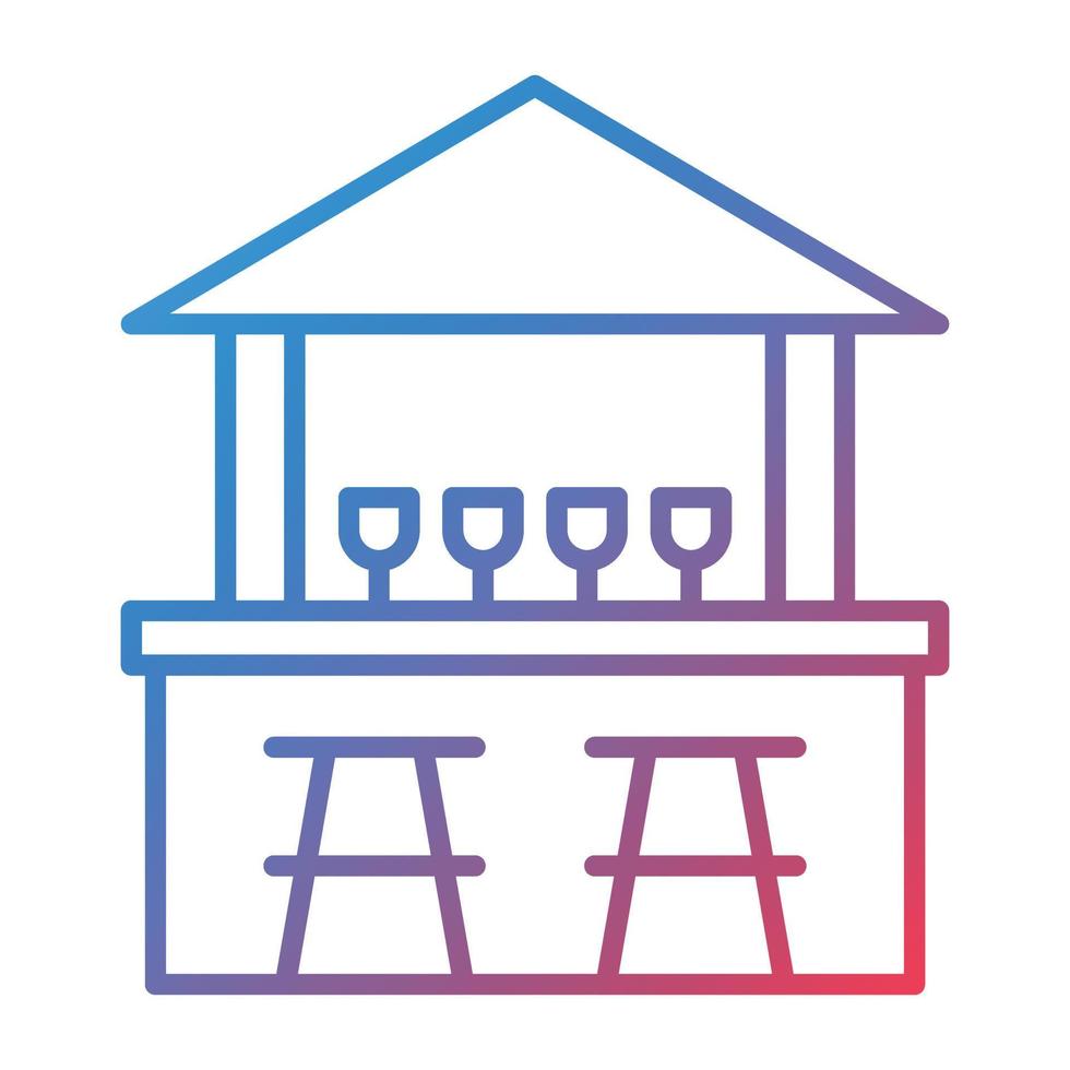 Beach Bar Line Gradient Icon vector