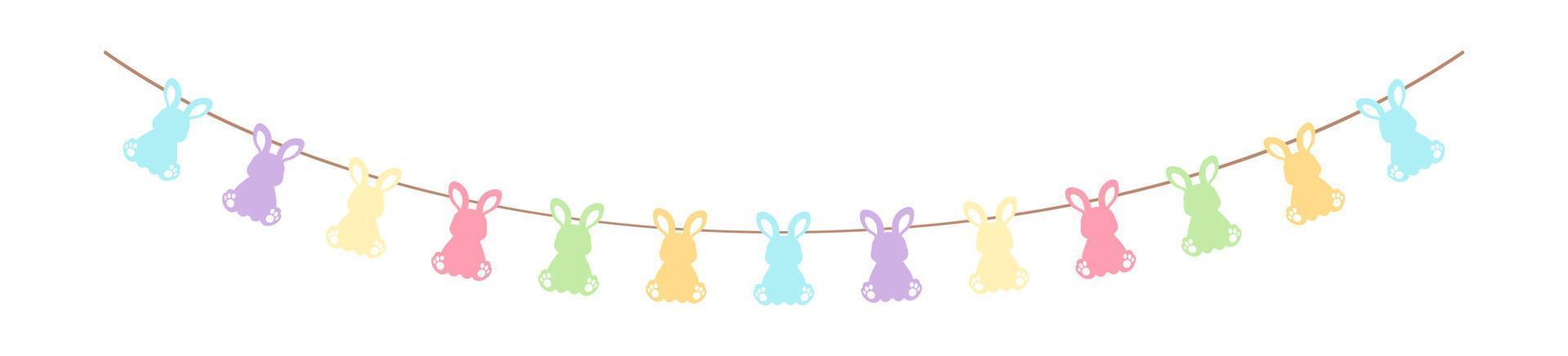 Easter rabbit pastel bunting clipart vector