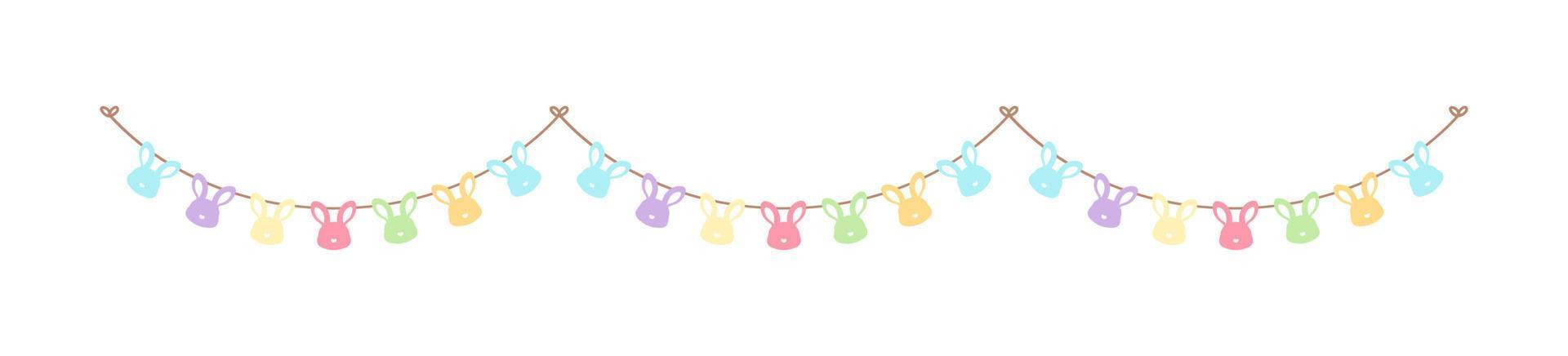 Easter colorful pastel rabbit head bunting clipart vector