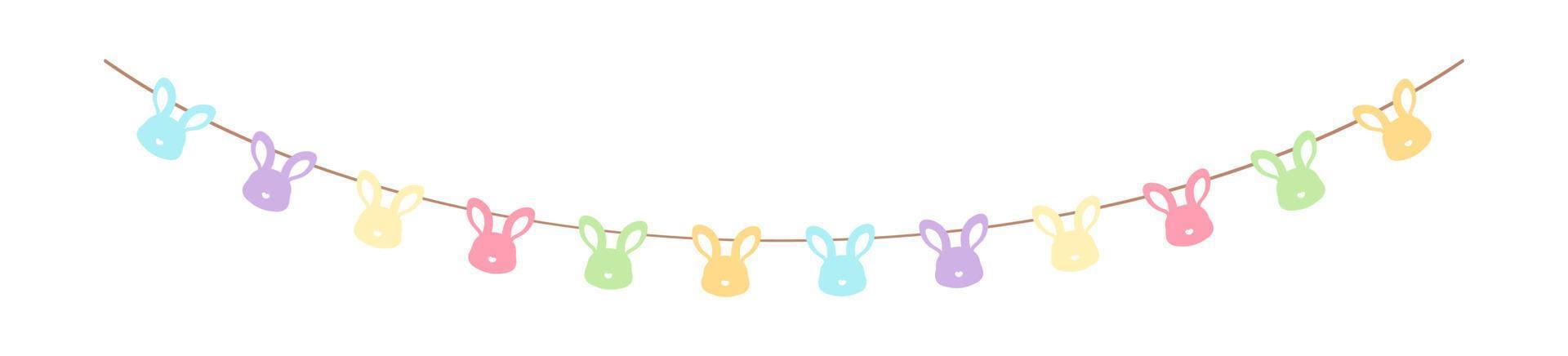 Easter colorful pastel rabbit head bunting clipart vector