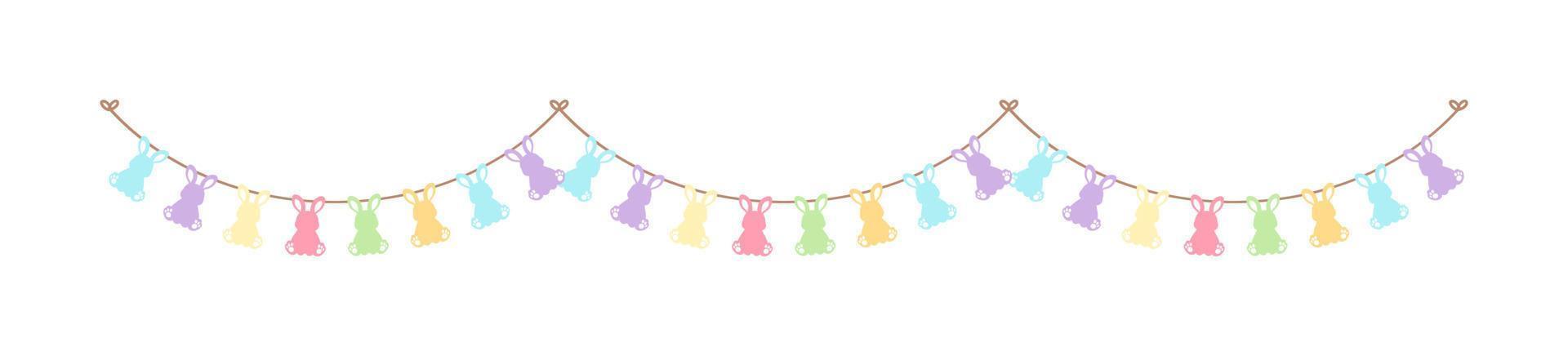 Easter rabbit pastel bunting clipart vector