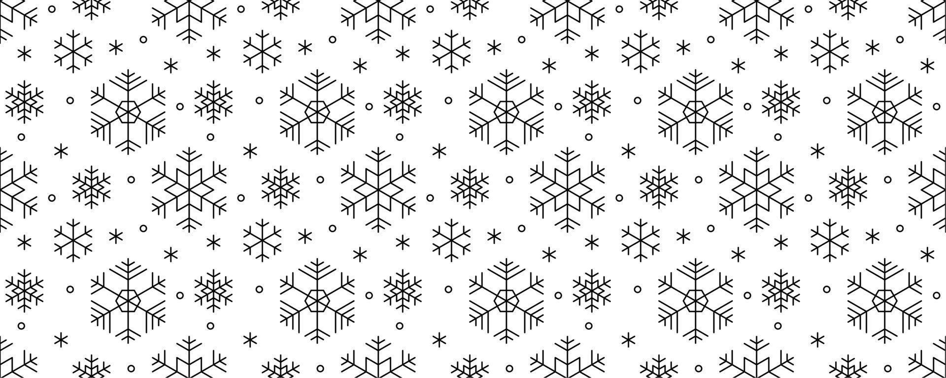 black linear snowflakes seamless pattern vector