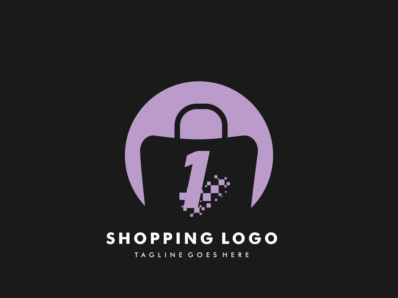 vector shopping bag isolated circle with number 1, Fast Shopping icon , Creative Fast Shop, Creative Fast Shopping logo templates.
