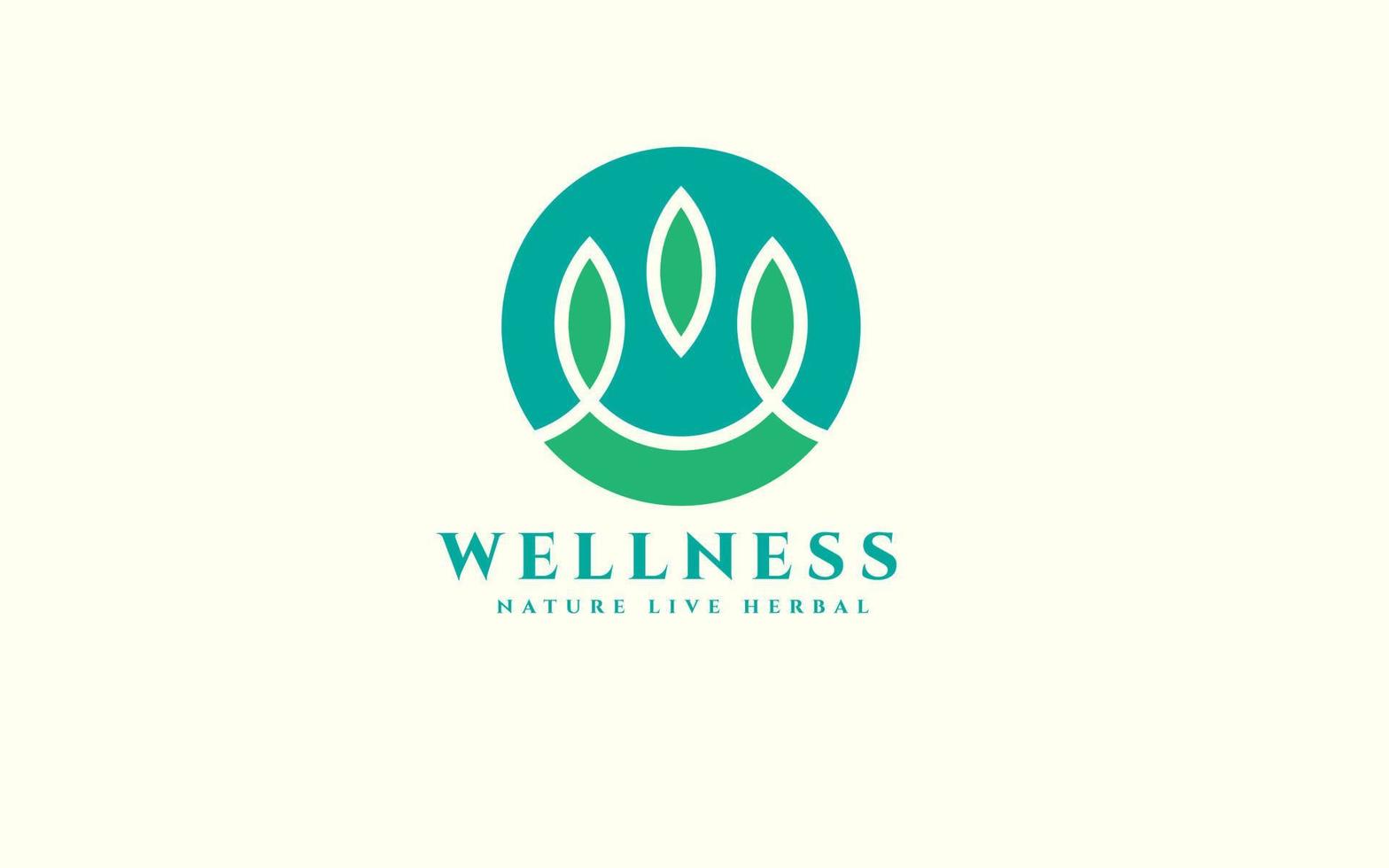 Abstract Wellness Logo. initial W in Lotus line art isolated on blue Background. Usable for Nature, Cosmetics, Healthcare and Beauty Logos. Flat Vector Logo Design Template Element.