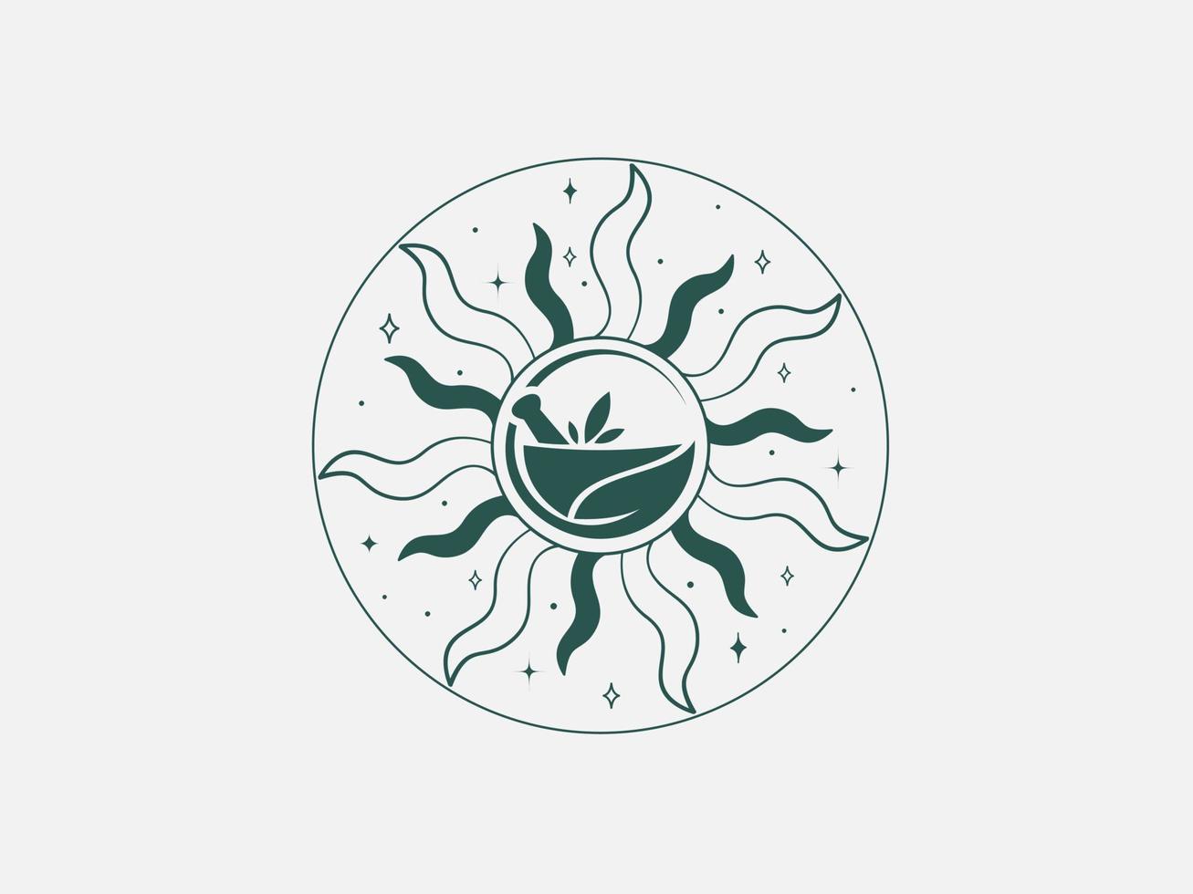 simple and nature mortar .Pharmacy Concept Logo Design vector