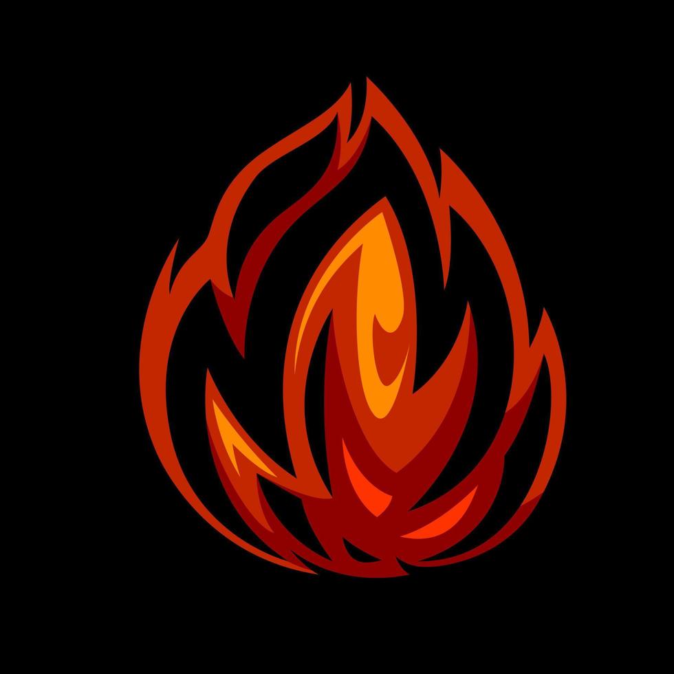 diseño del logo de la mascota de la bola de fuego. ilustración de vector de monstruo de bola de fuego