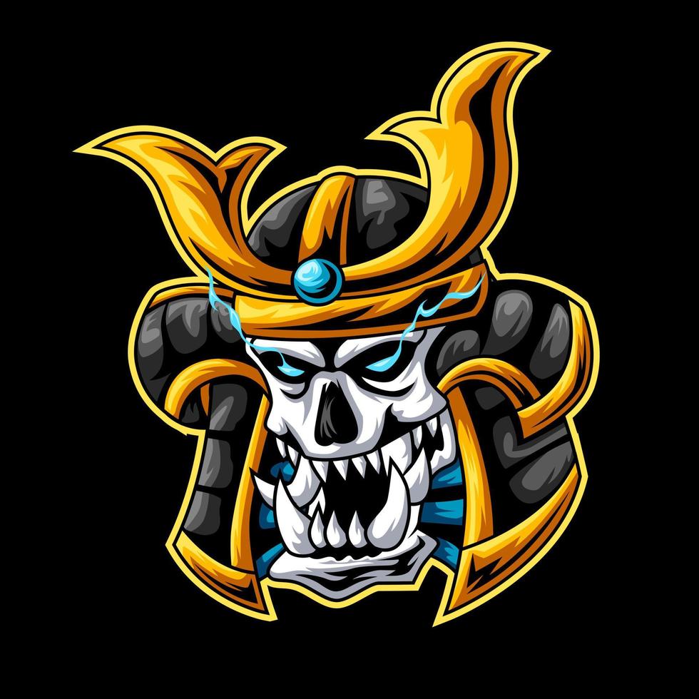 Samurai skull. Traditional armor of japanese warrior. vector