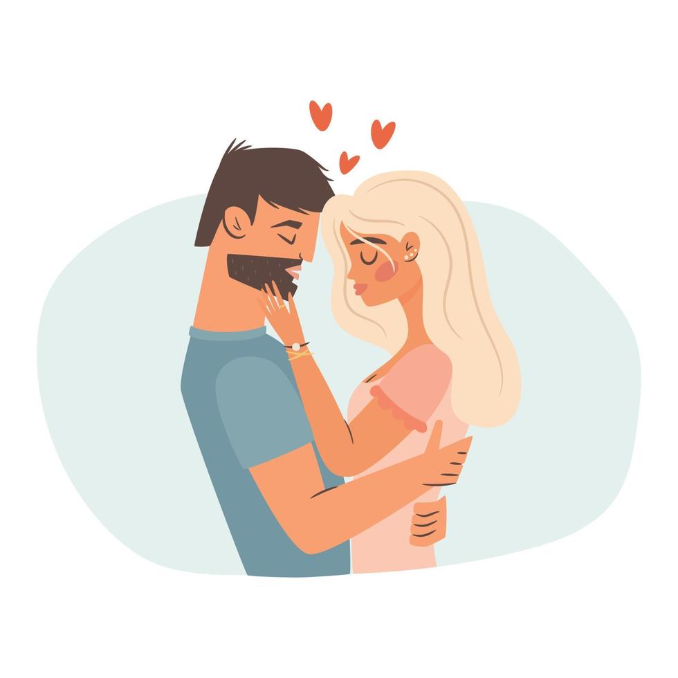 pareja abrazándose en el amor. concepto de tarjeta de san valentín. ilustración vectorial vector