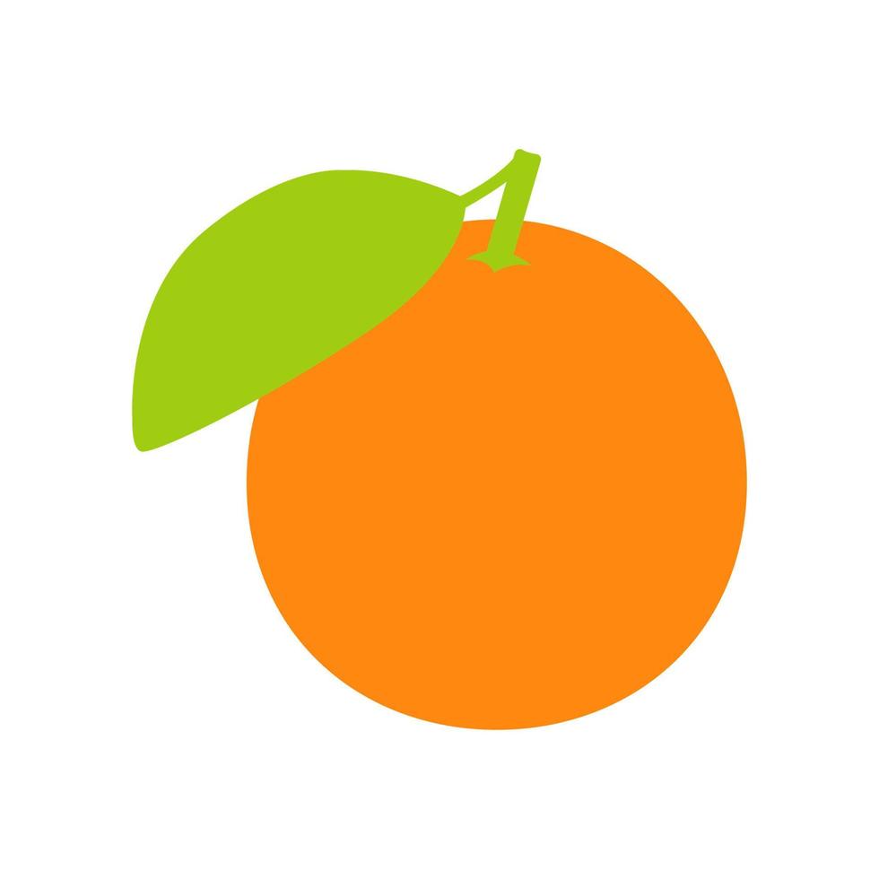 Orange fruit. Illustration in flat style isolated on white. Full orange with leaf. vector